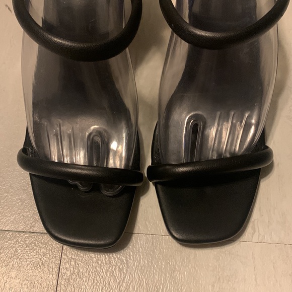 Steven Women's Black Leather Open Toe Cut Out Ankle Strap Heeled Sandals Size 8 - Picture 8 of 12